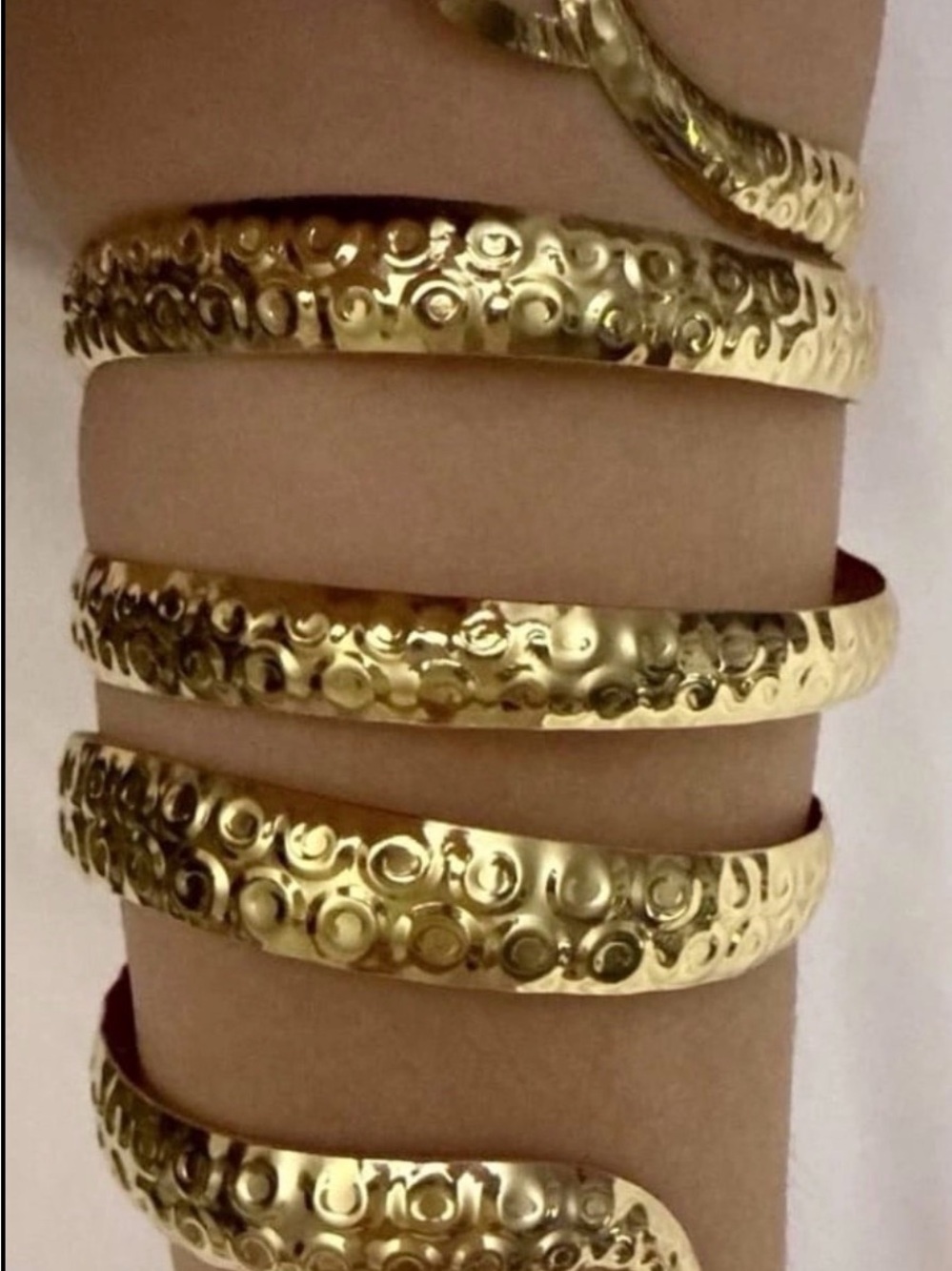 Boho Mermaidcore Gold Textured Octopus Kraken Tentacle Upper Arm Wrap Cuff